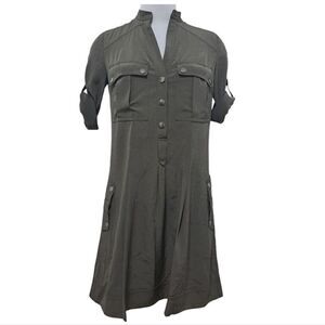 Diane Von Furstenberg Relaxed Fit Shirt Dress Army Green Size 2